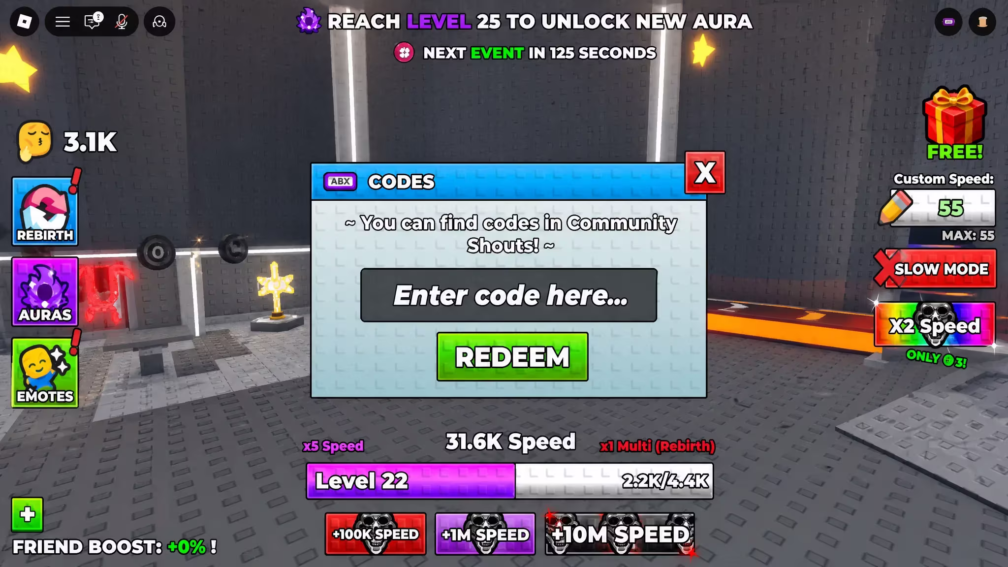 +1 Aura Speed Escape code redemption