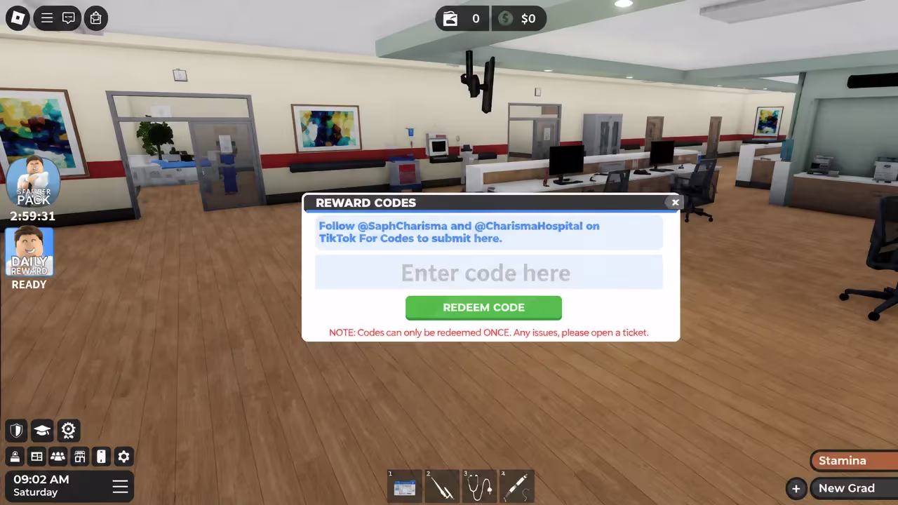 Roblox Charisma Hospital Codes Redemption System