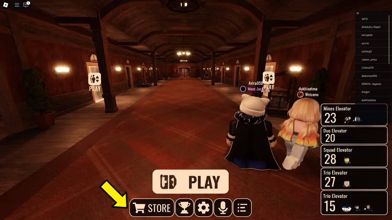 Store button highlighted in the Doors lobby menu