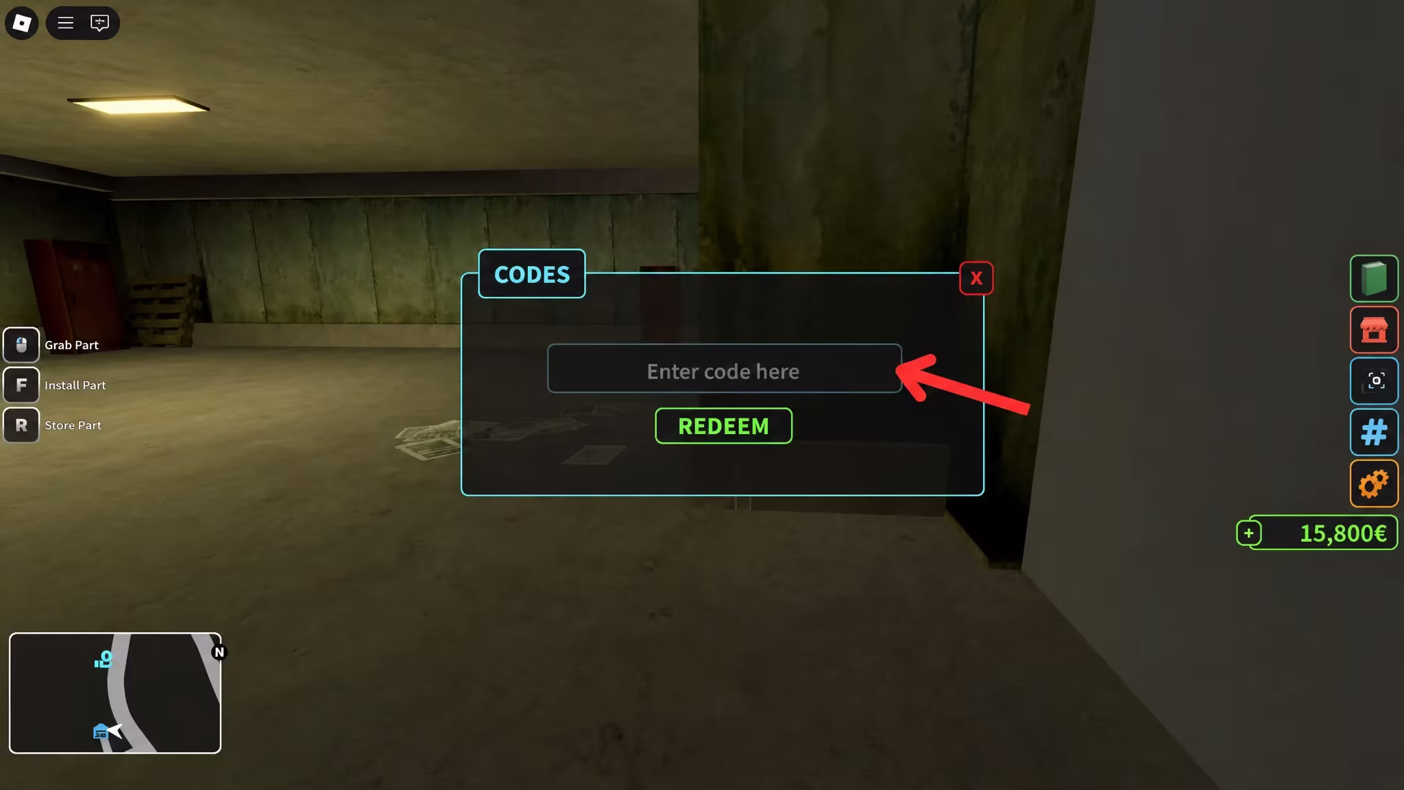 Redeeming a code in Fix It Up to add Euro to a player's balance