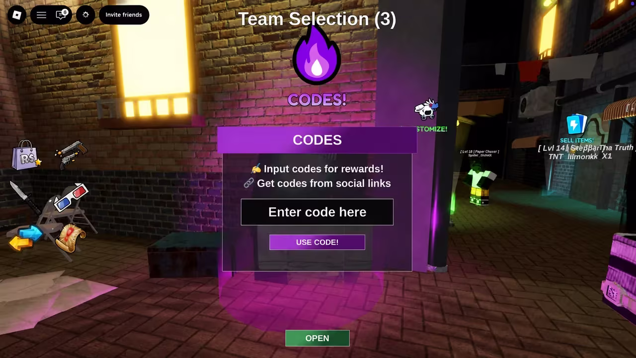 Hood Wars the codes tab