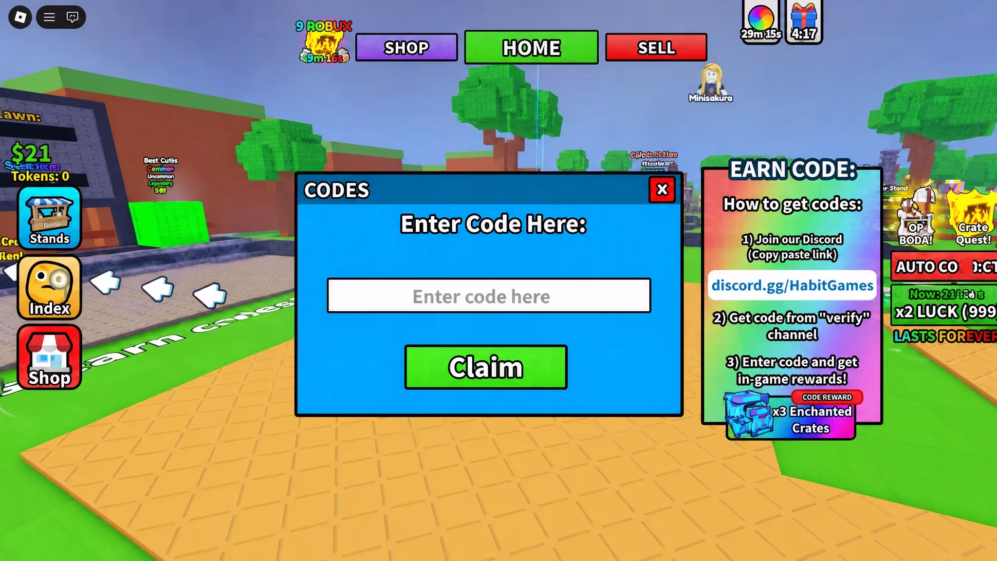 Code entry field open in the My Boba Stand redemption menu
