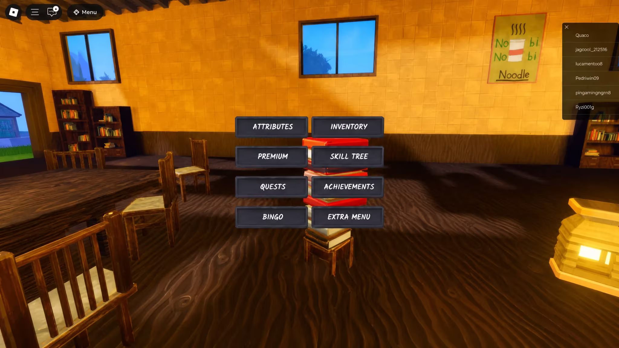 Main in-game menu open with the Extra Menu option visible in Ninja Time