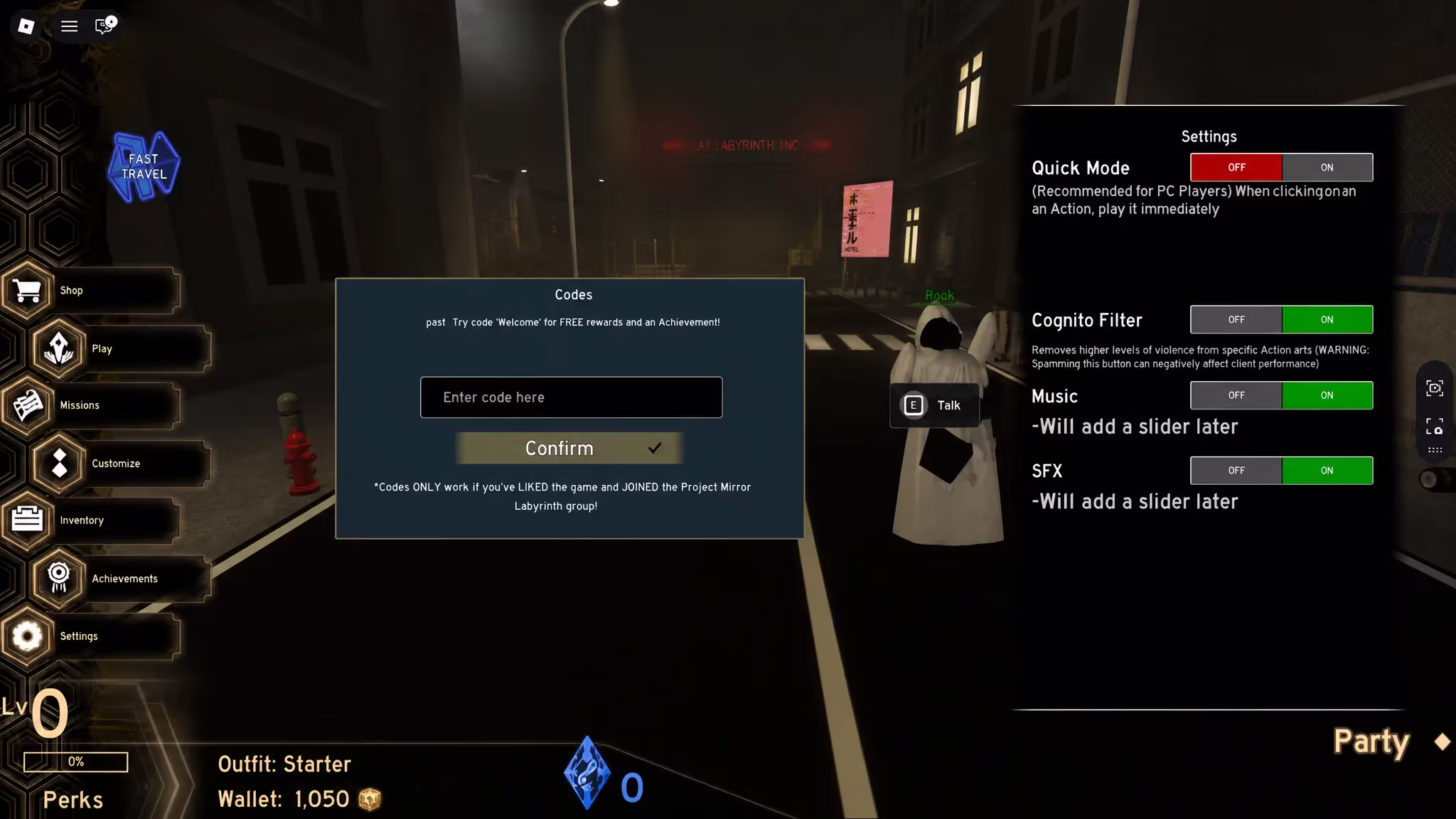 Illustration of a Project Mirror Labyrinth code redemption showing a Mega Reflection Ticket and Fragments reward