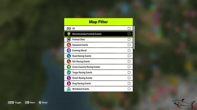 Open the map filters