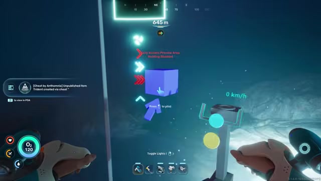 The Trident prototype can be piloted inside the unfinished deep region.
