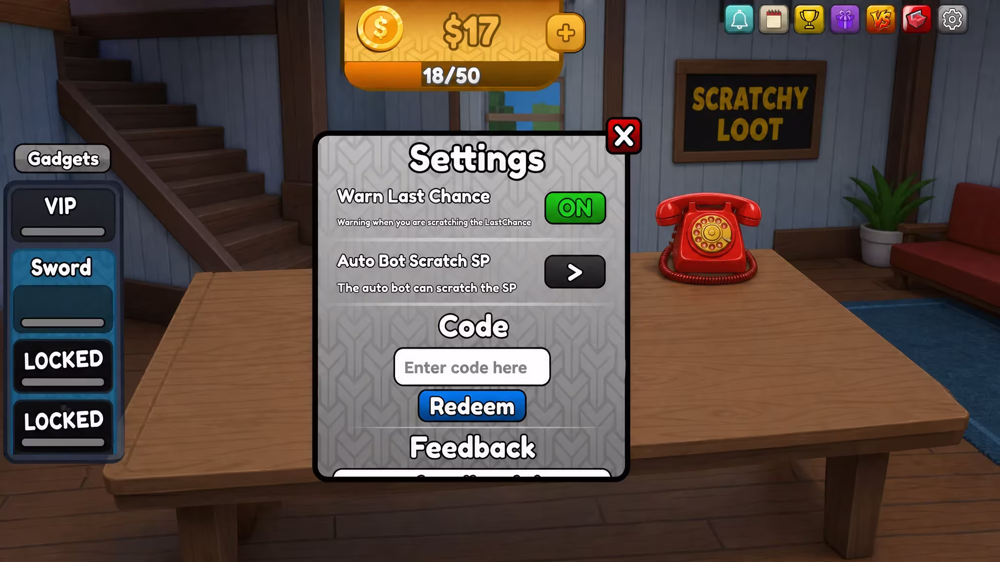 Scratchy Loot Codes Redemption System