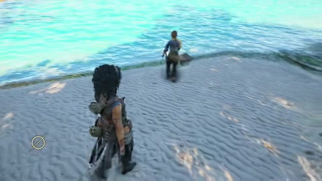 Head left along the shoreline