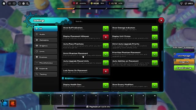 Turn on Auto Upgrade Placed Units