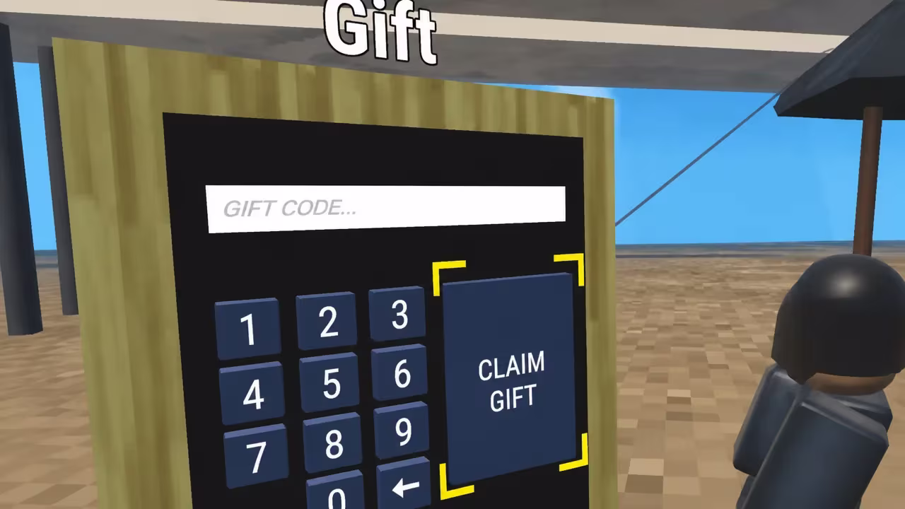 In-game keypad in Shark Go with the CLAIM GIFT button ready to submit a code
