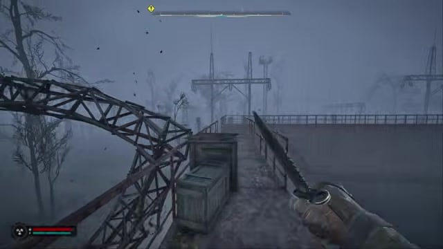 Climb the ladder and turn right