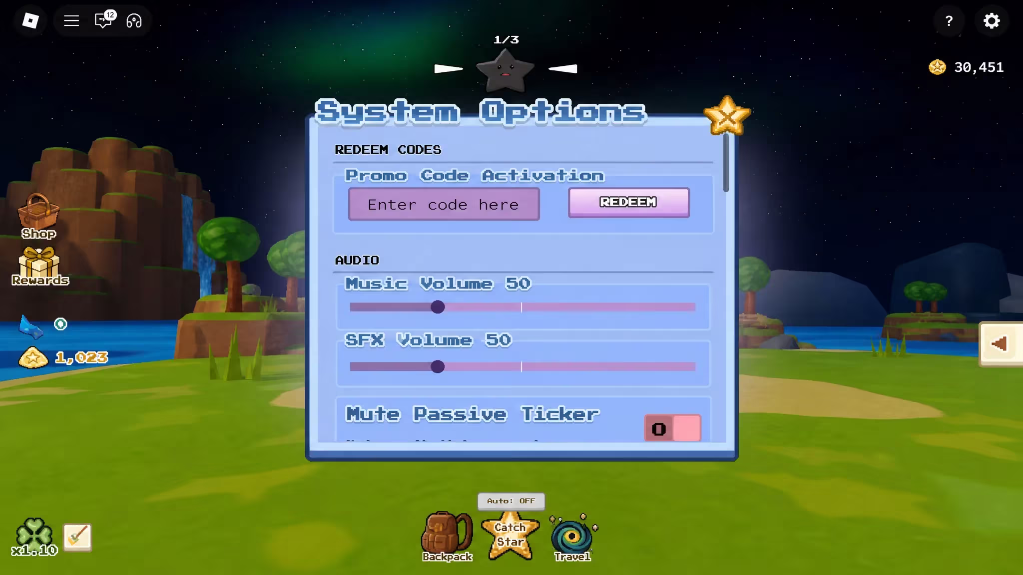 Promo code redeemed confirmation showing reward added in Star Catchers