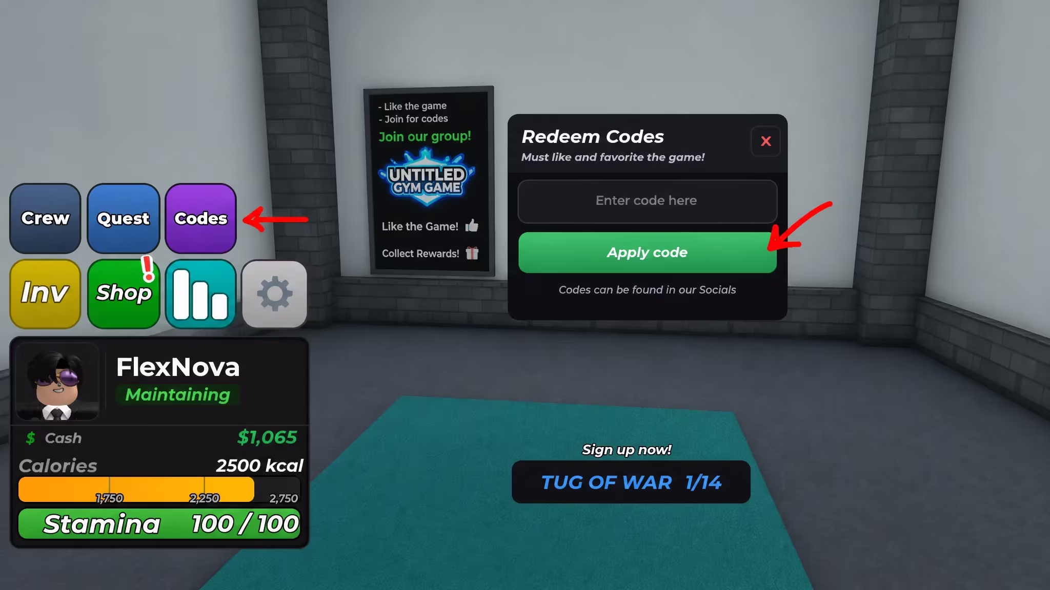 Redeem Untitled Gym Game Codes