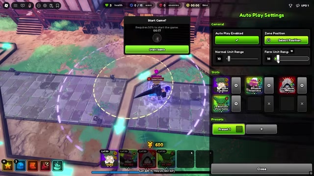 Open the unit slot settings