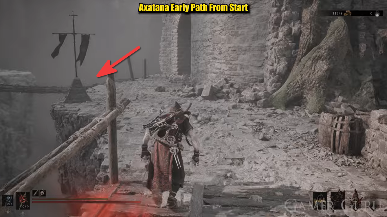 Take the bridge on left to get to Castigator's Keep teleport (Image credit: Cold Symmetry / YouTube - Gamer Guru)