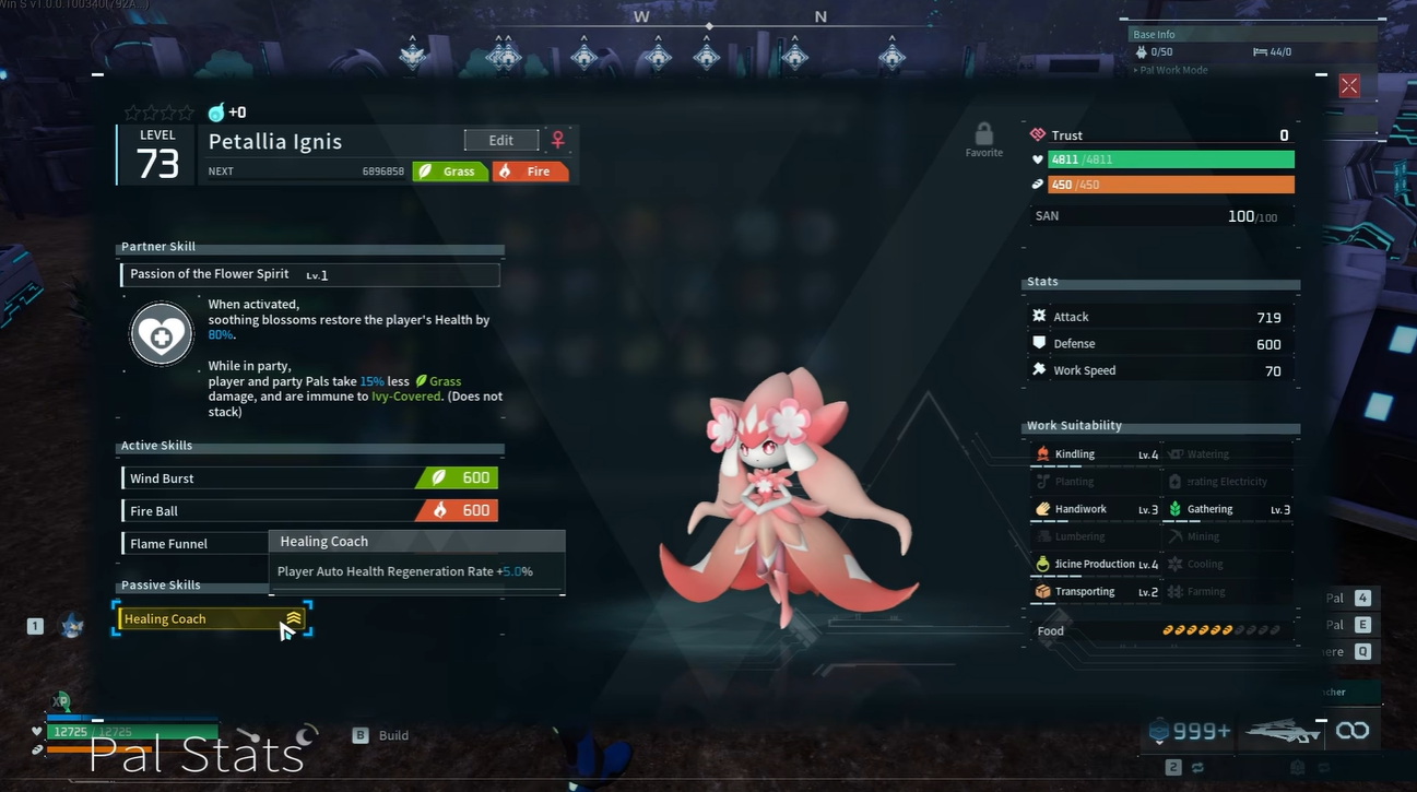 Healing Coach passive in Palworld 1.0 / YouTube - The Pal Professor