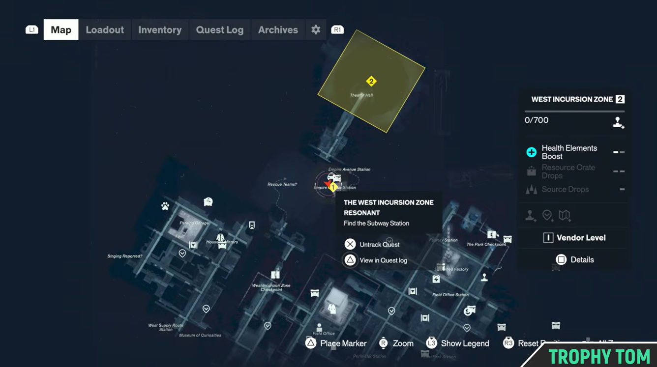 West Incursion zone subway location / YouTube - Trophy Tom