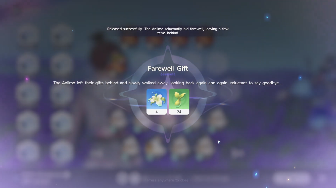 Claim farewell gifts unpon releasing Aniimo / YouTube - WoW Quests