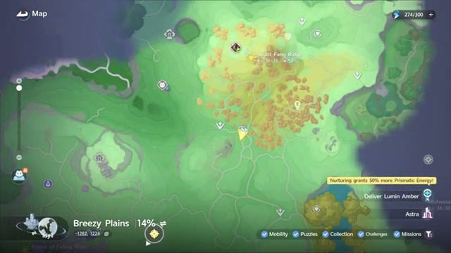 Start at the Beast Fang Ridge teleporter
