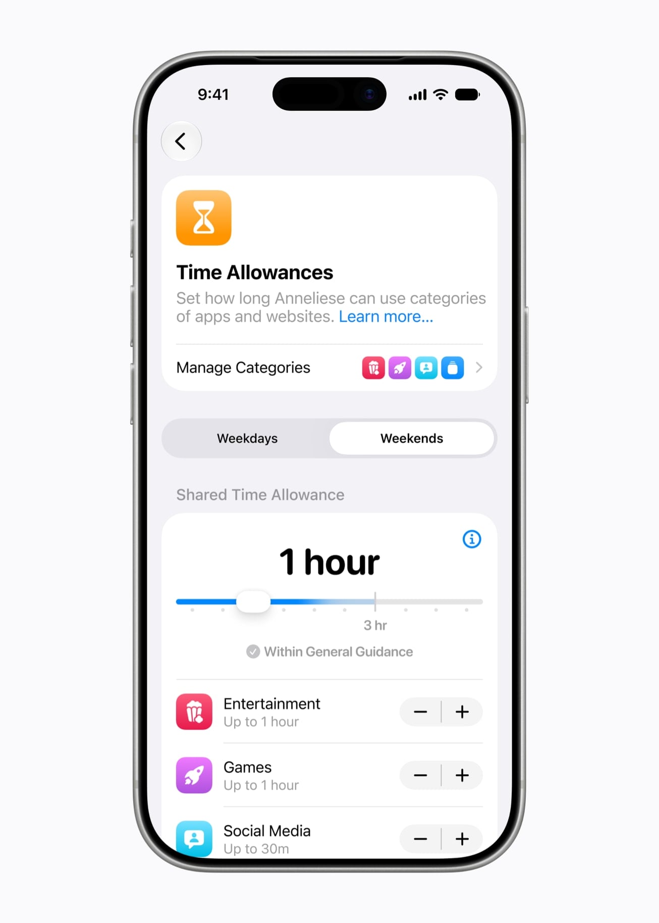 Time Allowances in the redesigned Screen Time