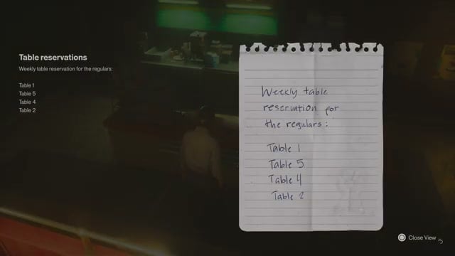 Handwritten table reservations