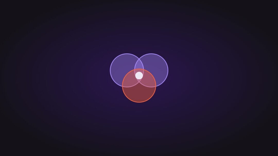 Three overlapping circles, on a dark purple background