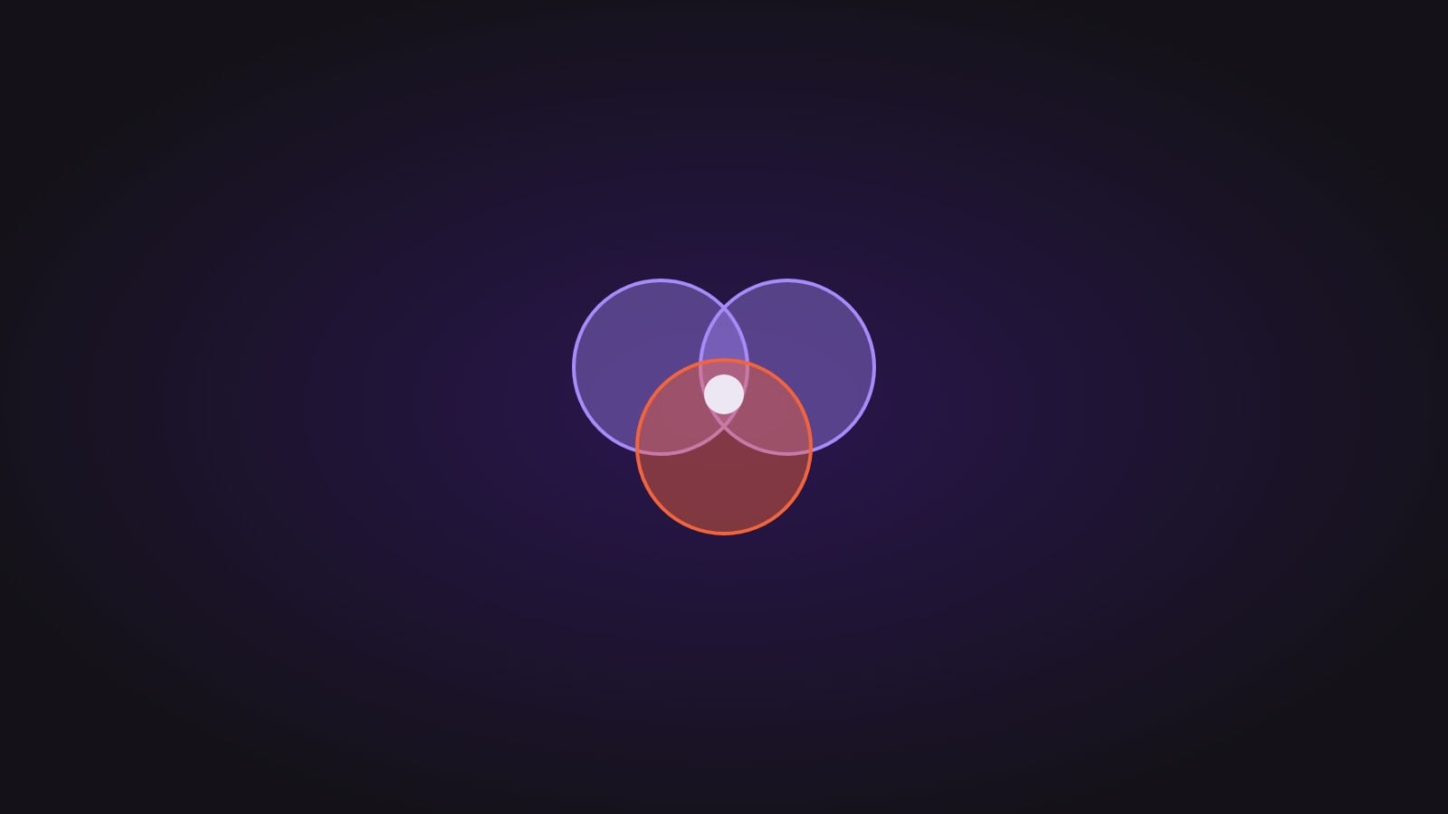 Three overlapping circles, on a dark purple background
