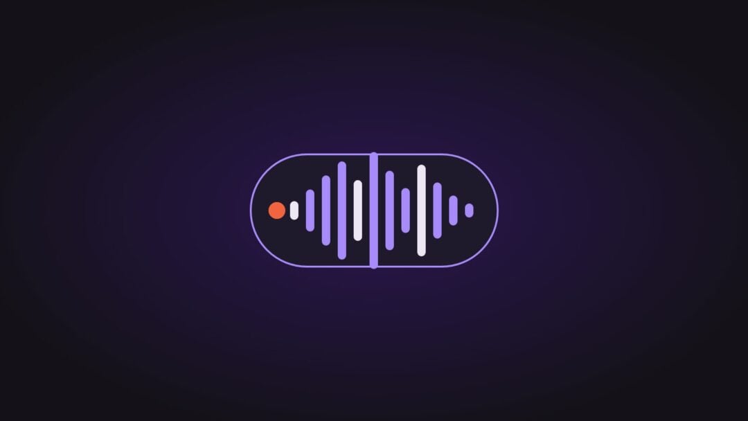 An audio waveform inside a rounded frame, on a dark purple background