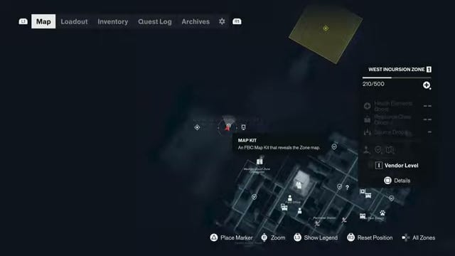The Map Kit objective marked on the map