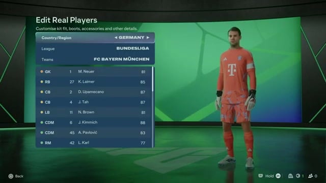 Choose a player category