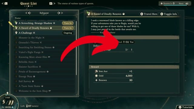 Review dates in the Quest List