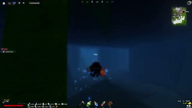 Swim through the blue tunnel