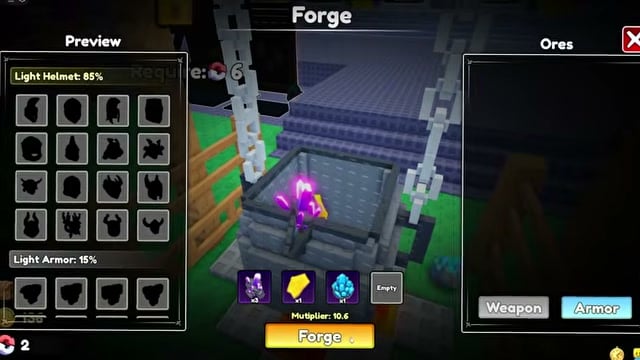 Switch to armor forging