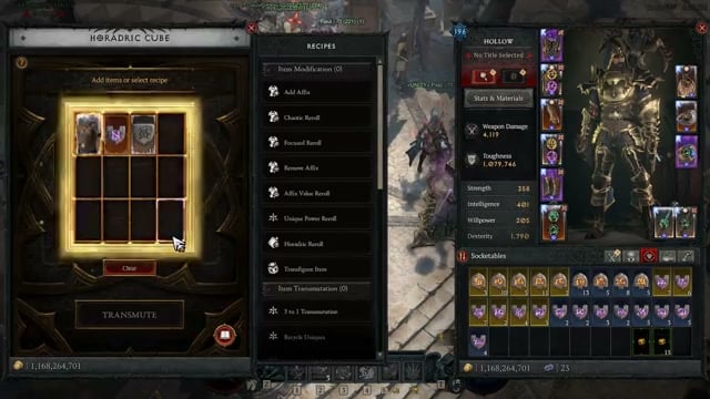 Select the Mythic recipe