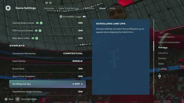 Turn the lineup off