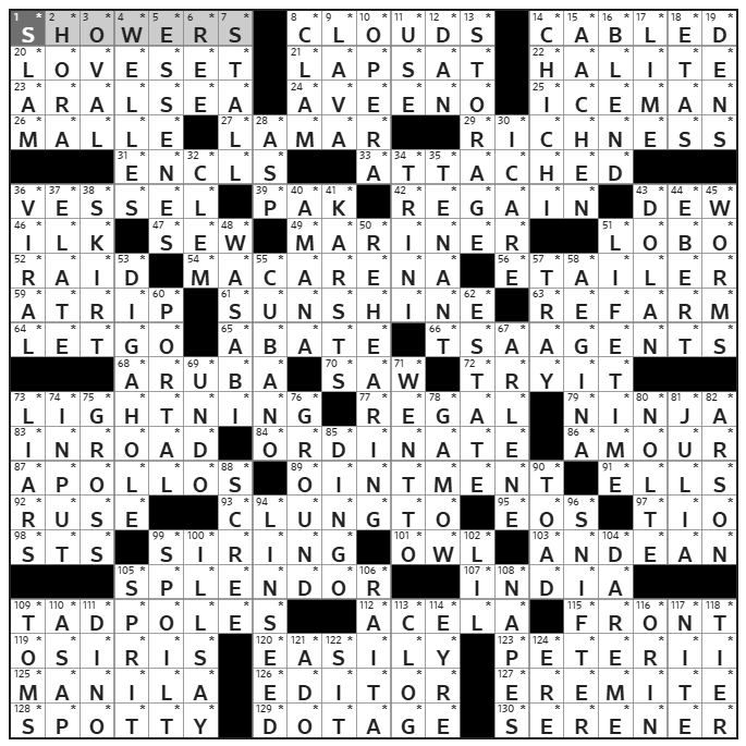 WSJ Crossword Answers - 9 October 2026