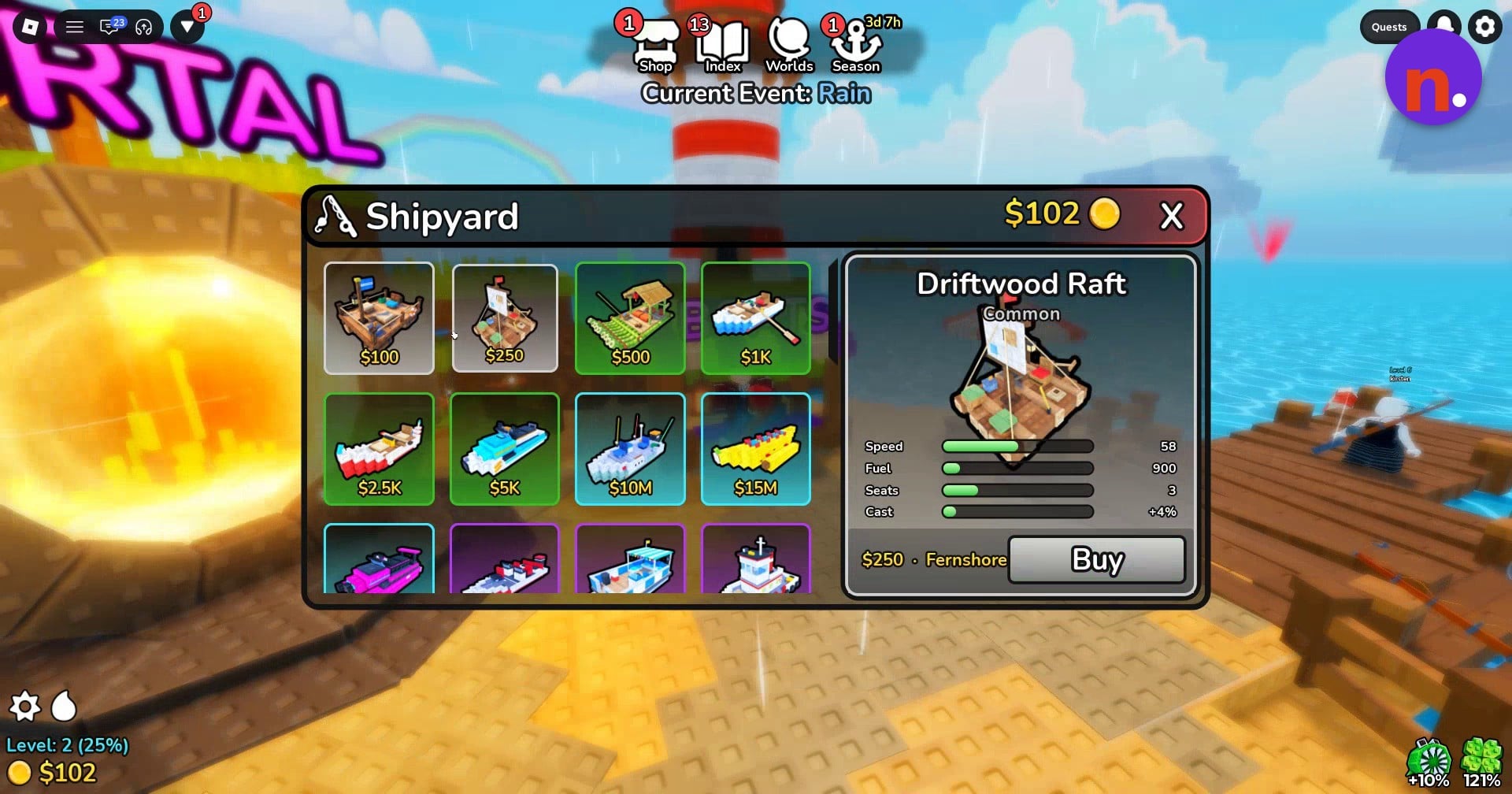 The Driftwood Raft profile in Shipyard