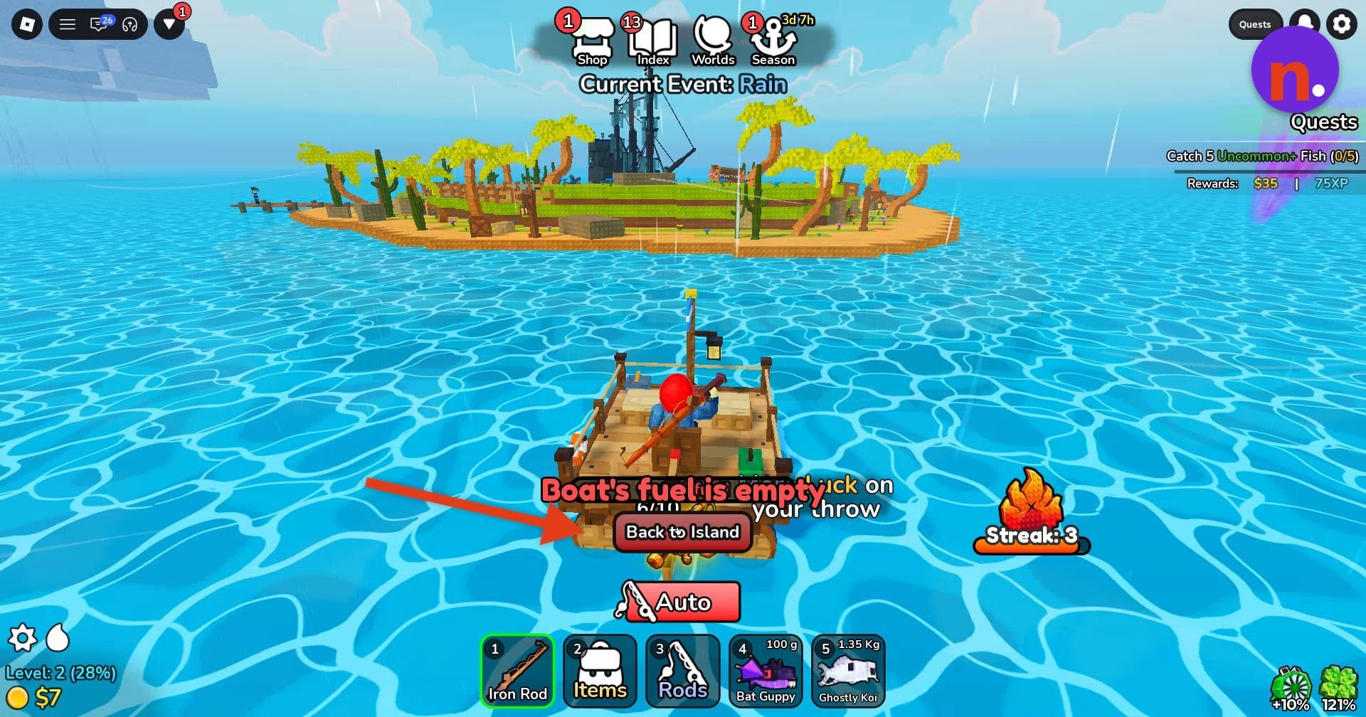The Back to Island return control