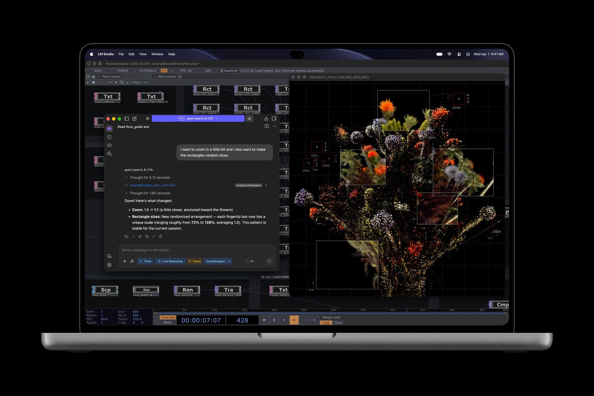 An open MacBook Pro with PROLED XDR Display shows LM Studio