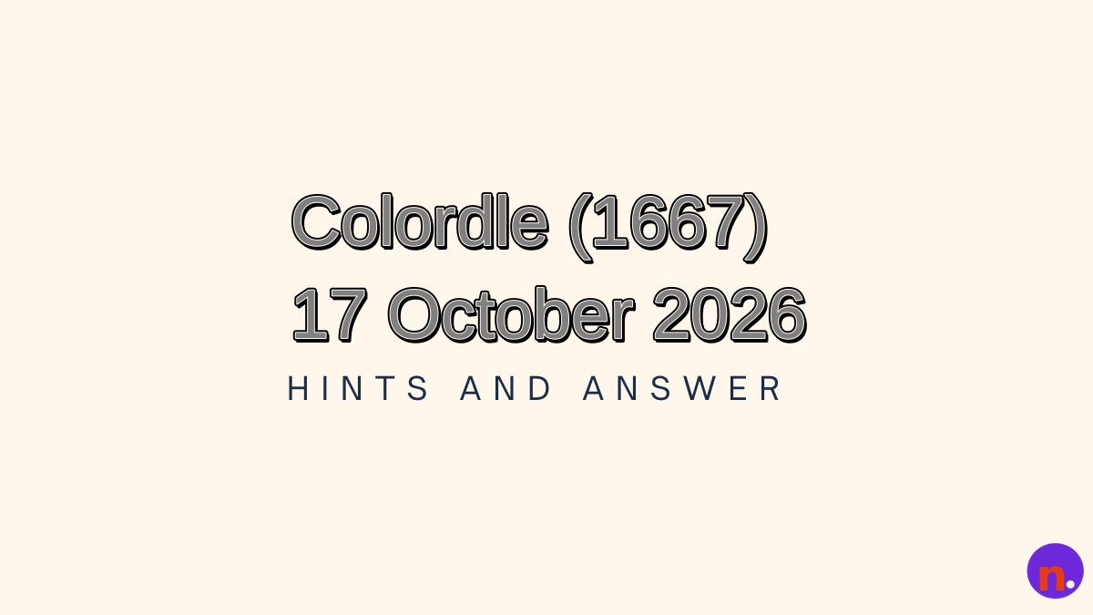 Game icon and date for Colordle #1667 Hints and Answers for October 17, 2026