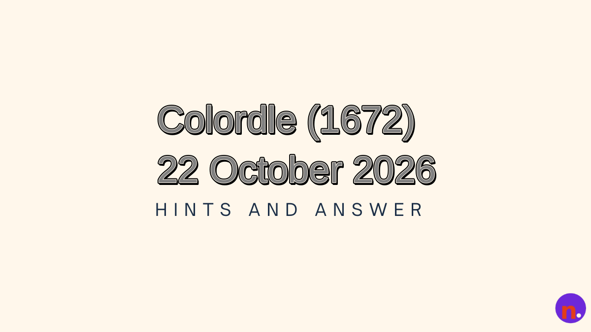 Game icon and date for Colordle #1672 Hints and Answers for October 22, 2026