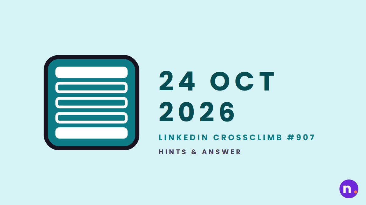 Game icon and date for LinkedIn Crossclimb #907 Hints and Answers for October 24, 2026