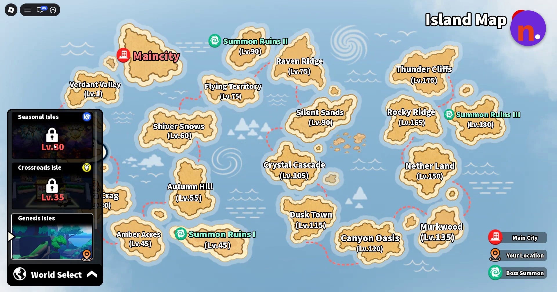 The Seasonal Isles entry in World Select