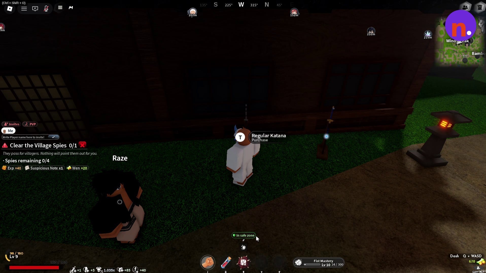 The Regular Katana display beside Raze