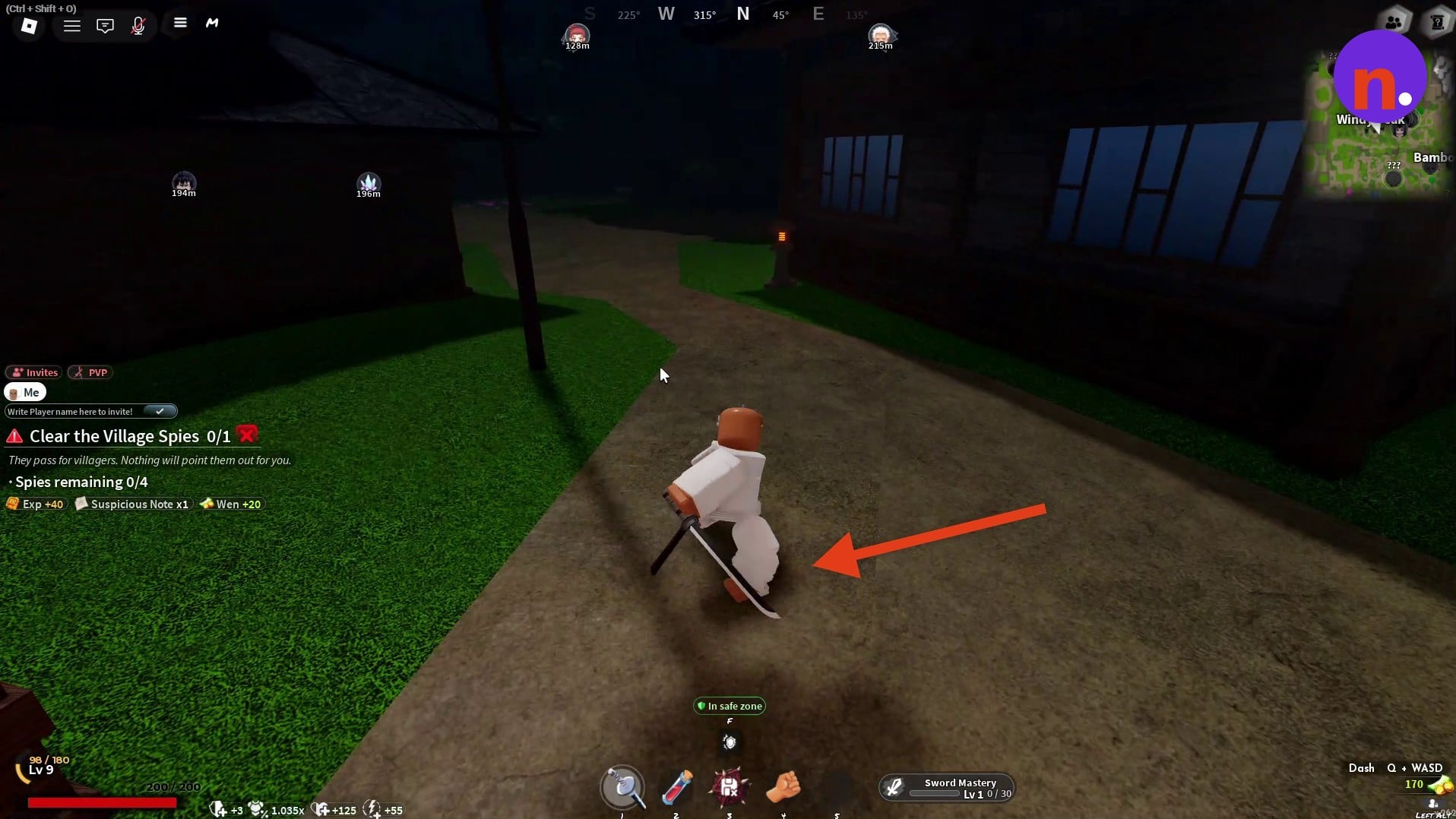 The equipped Regular Katana in Windy Peak