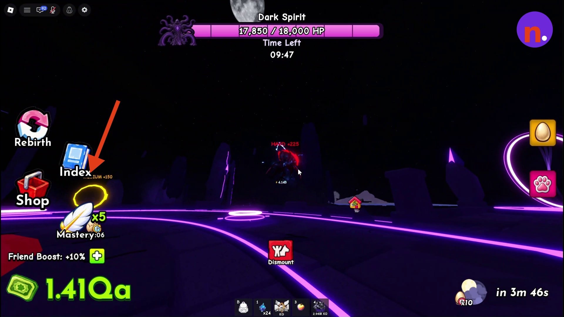 A timed ring route during the fight