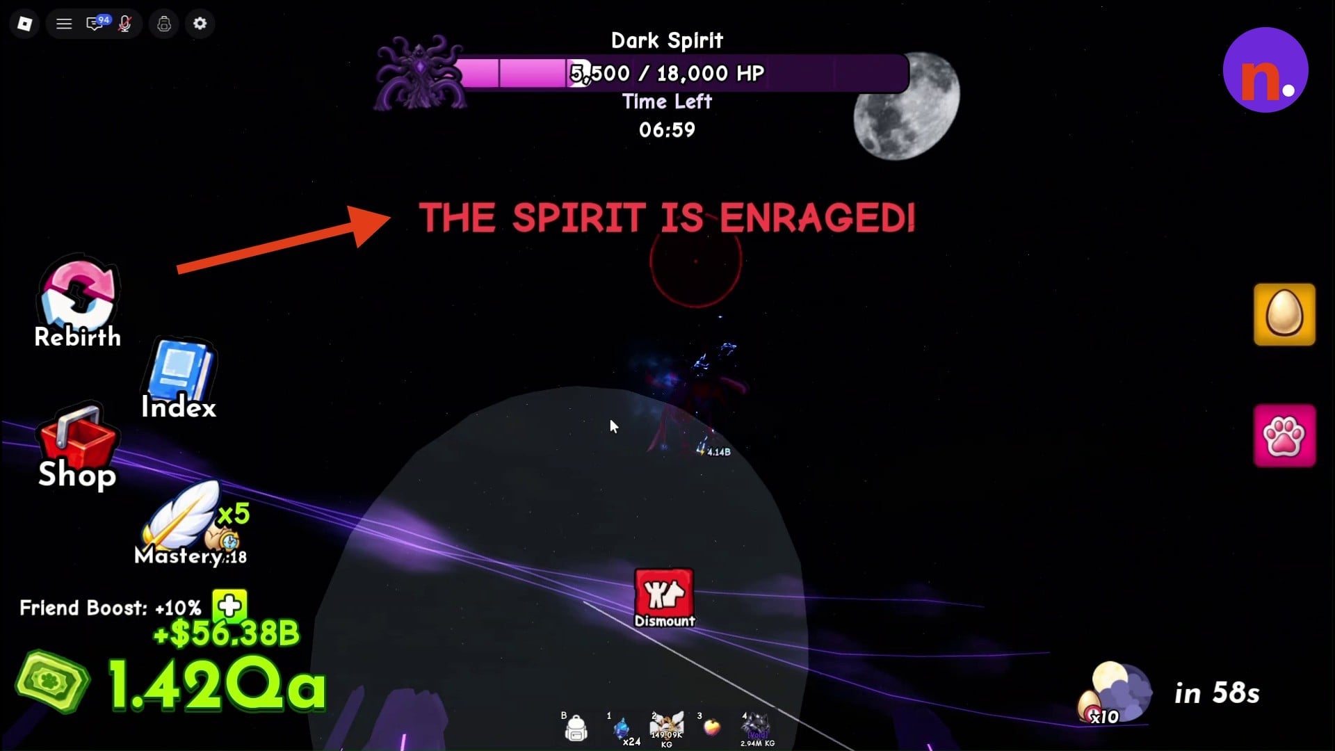 Dark Spirit's enrage announcement