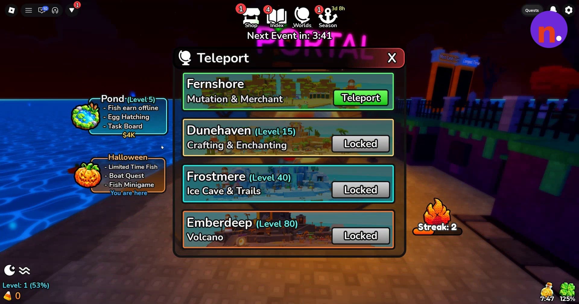 Find the Halloween entry in Teleport