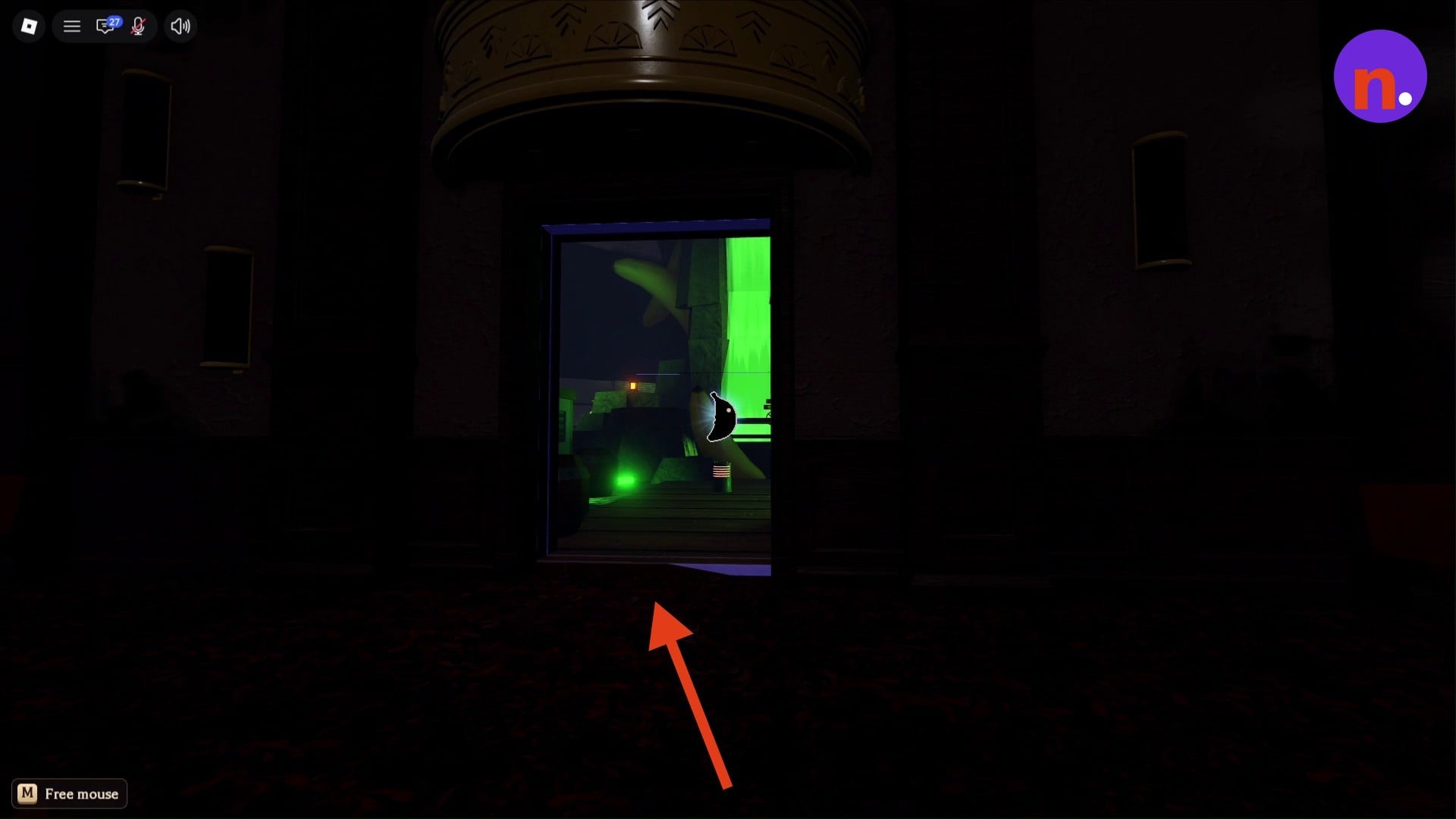 The glowing Banana Eats portal doorway