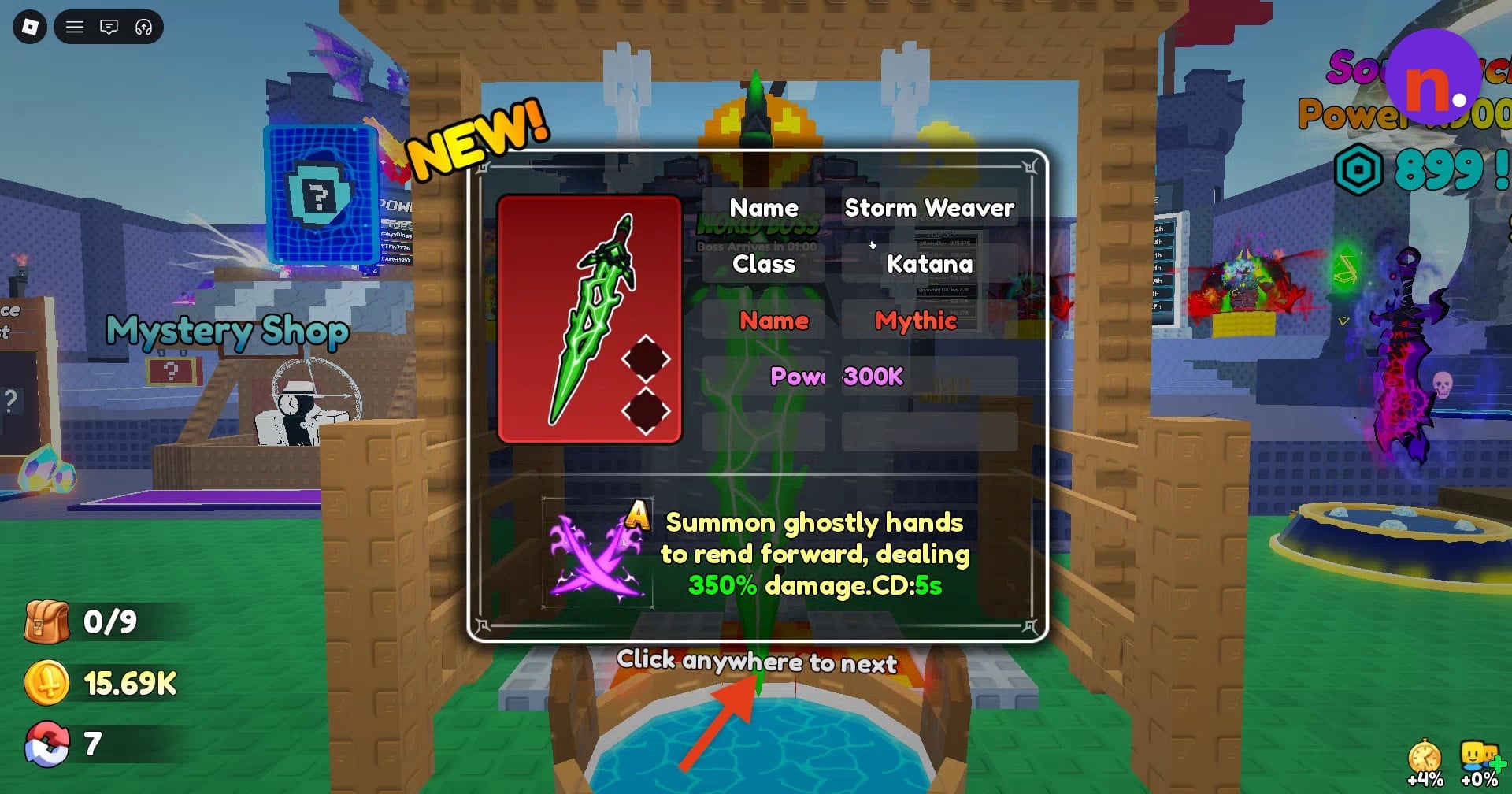 Storm Weaver's reward card after forging